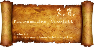 Kaczenmacher Nikolett névjegykártya